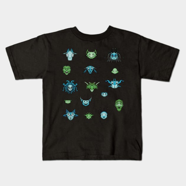 Monster Faces Sticker Sheet Kids T-Shirt by Josslyn-Hagen